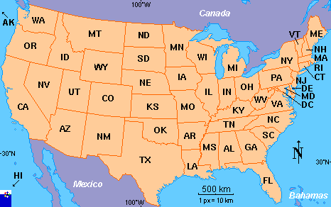 Clickable Map of the United States